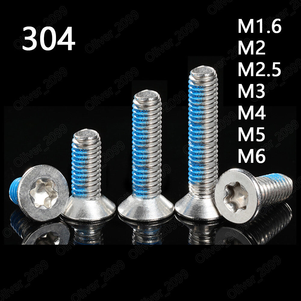 304 Stainless Steel Torx Socket Countersunk Head With Blue Patch Lock Screws M2