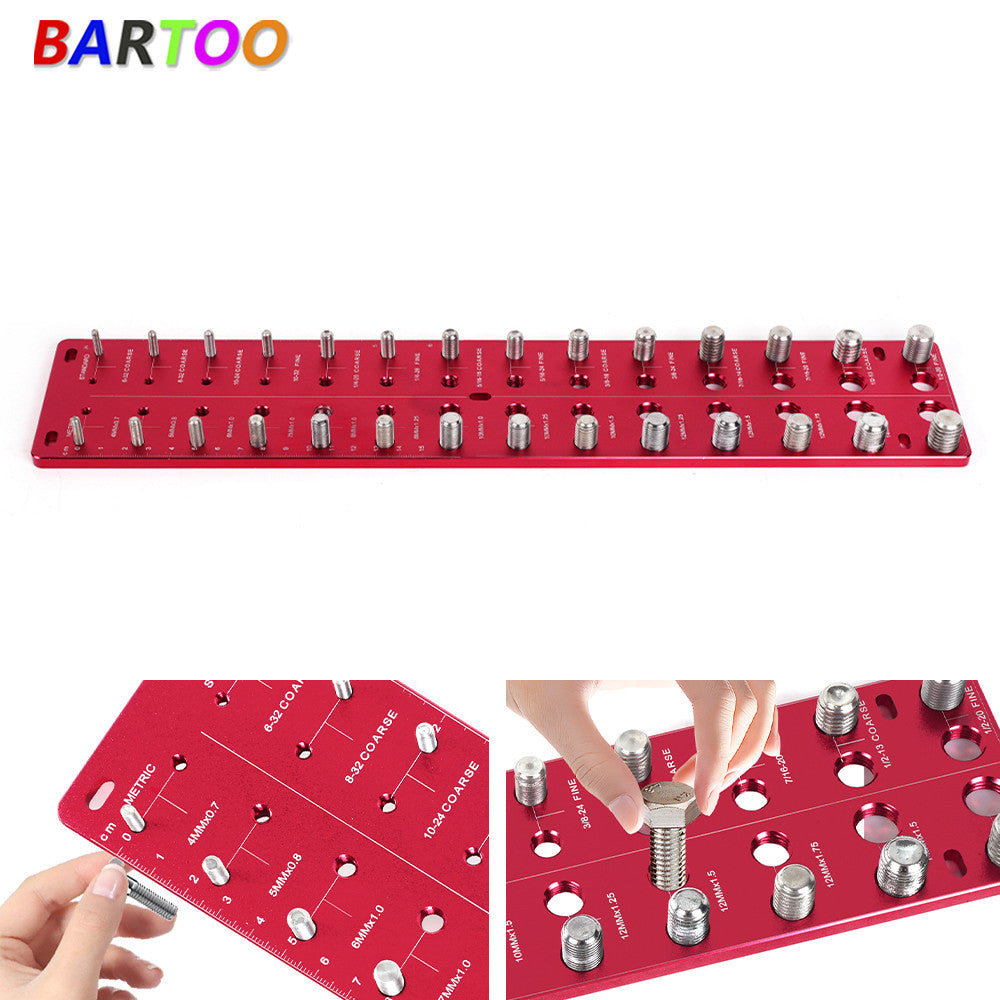 ya 16 28 Identifier Nut and Bolt Thread Checker Thread Gauge Inch And Metric Screw Red