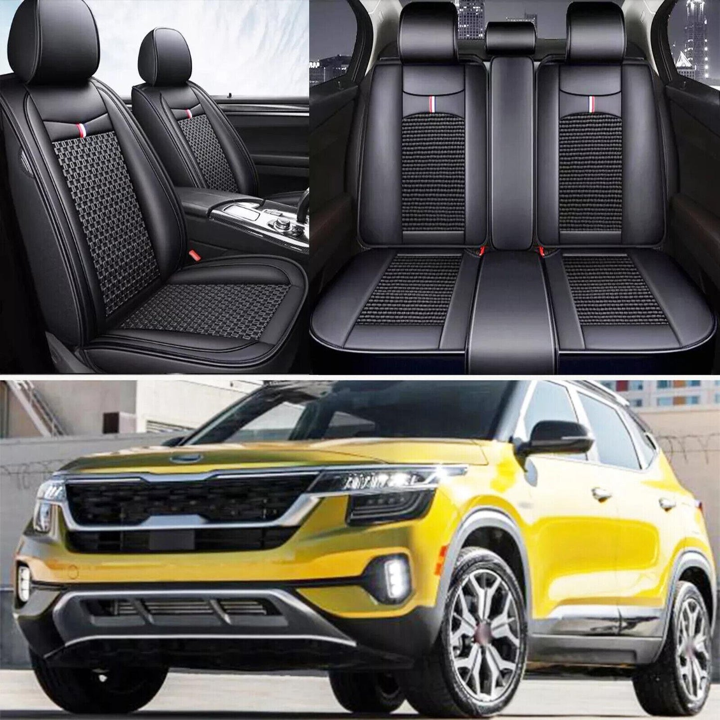 ya 12 5.22 Car Breathable Polyurethane Synthetic Leather for SEAT Cover Cushion Protector for Kia Seltos 2019 - 2023
