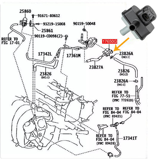 ya 8 5.27 Steam tank purge solenoid valve for Toyota for COROLLA 1.8L 2014-17 90910-12283