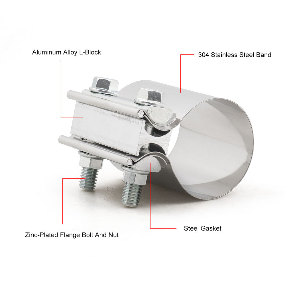 ya 1 6.30 2 Pieces 2.75 Inch T304 Stainless Steel Buckle Connector Muffler Pipe Clamps