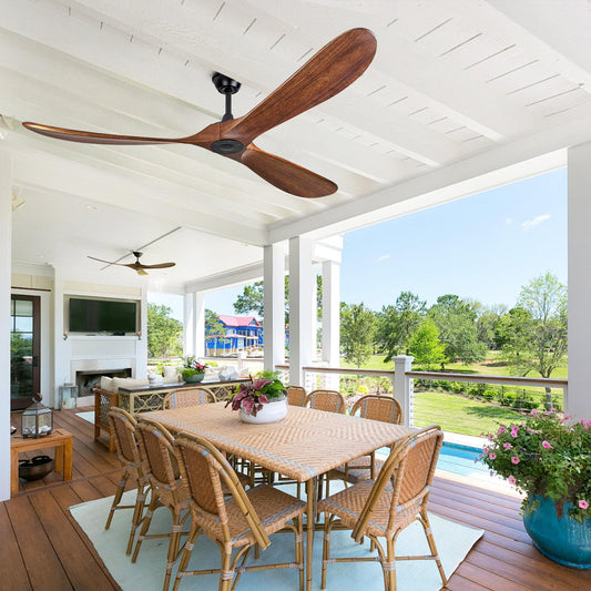 ya 28 72 Outdoor Solid Wood Ceiling Fan w/Remote& Wall Control Quiet DC Motor 3 Blade