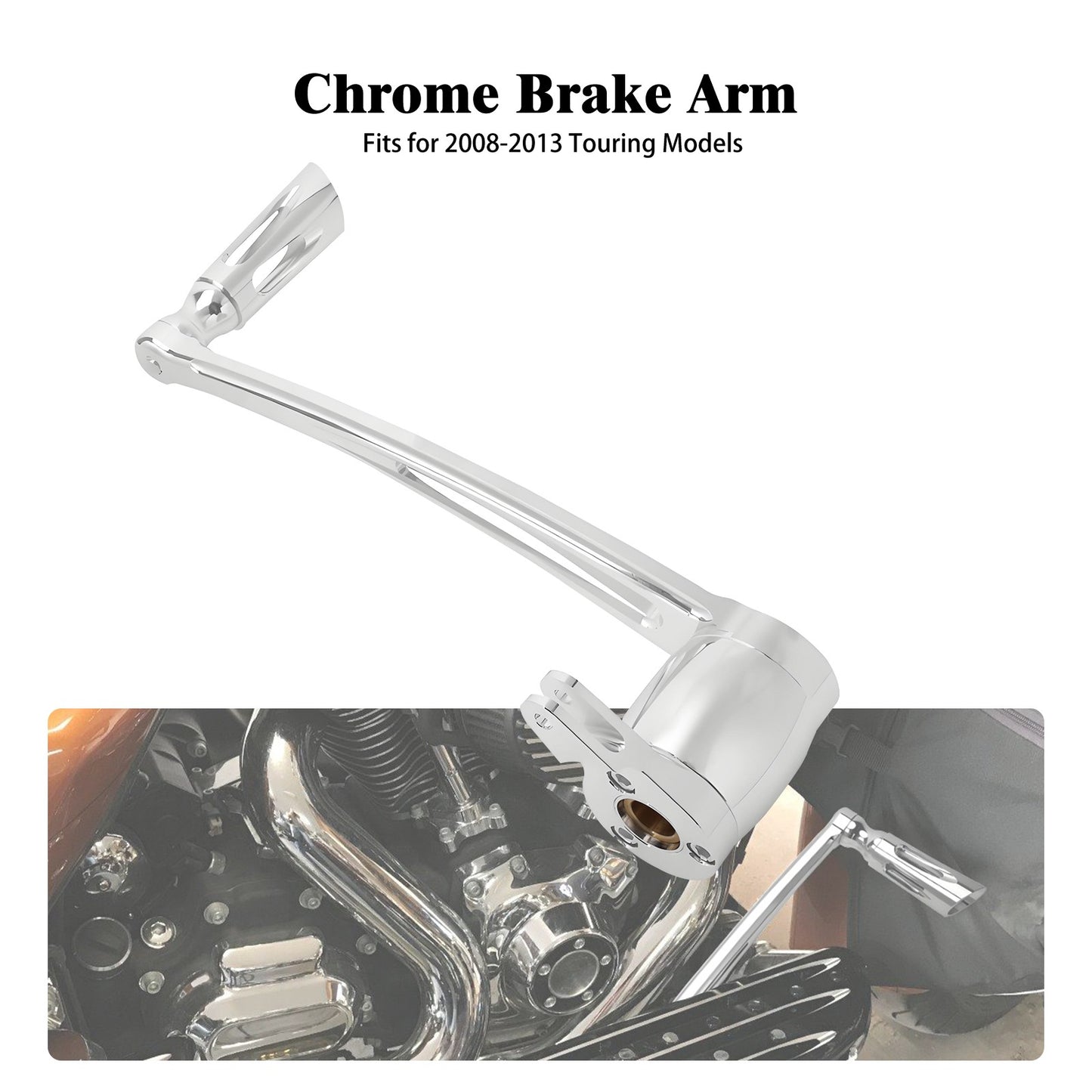ya 1 7.13 Chrome Brake Lever Arm w/ Pedal for Harley Touring Road Electra Glide 2008-2013