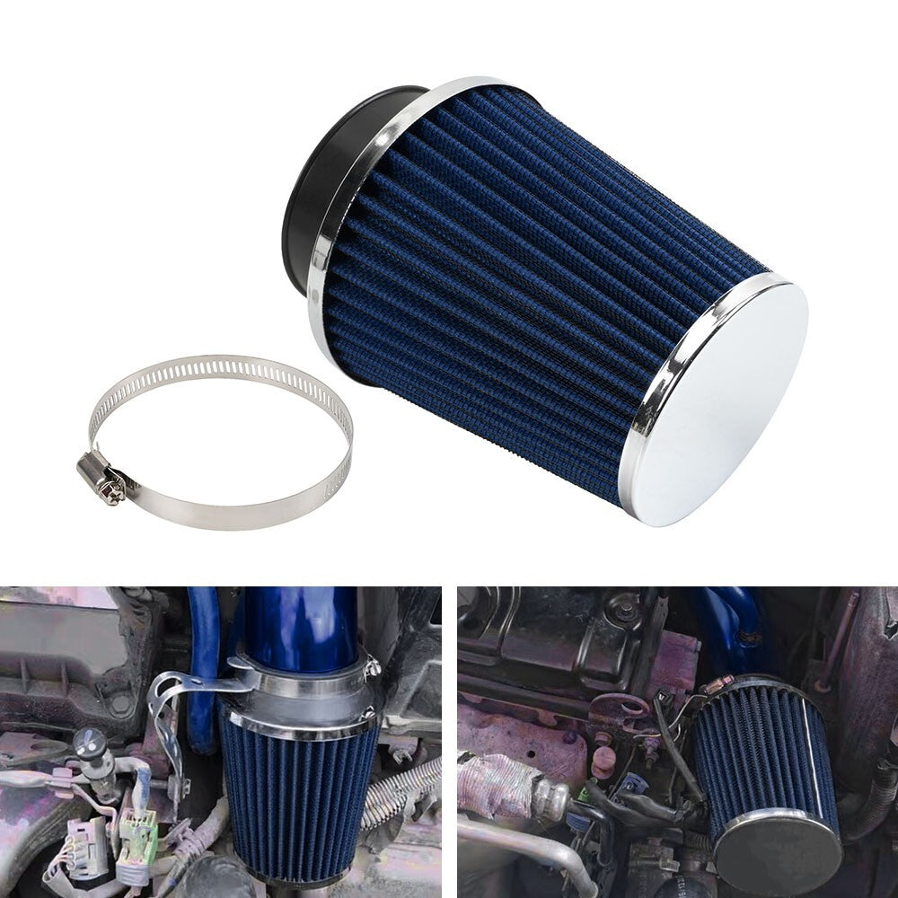 ya 12 5.22 3 76mm High Flow Inlet Dry Air Filter Cold Air Intake Cone Replacement Blue