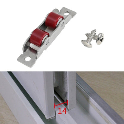 ya 14 4Pcs Double Wheel Glass Door Sliding Rollers Push Pull Window Pulley Hardware