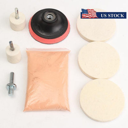 ya 5 8.7 1 Set Glass Scrach Remover & 8 OZ Cerium Oxide Powder Polishing Kits Universal