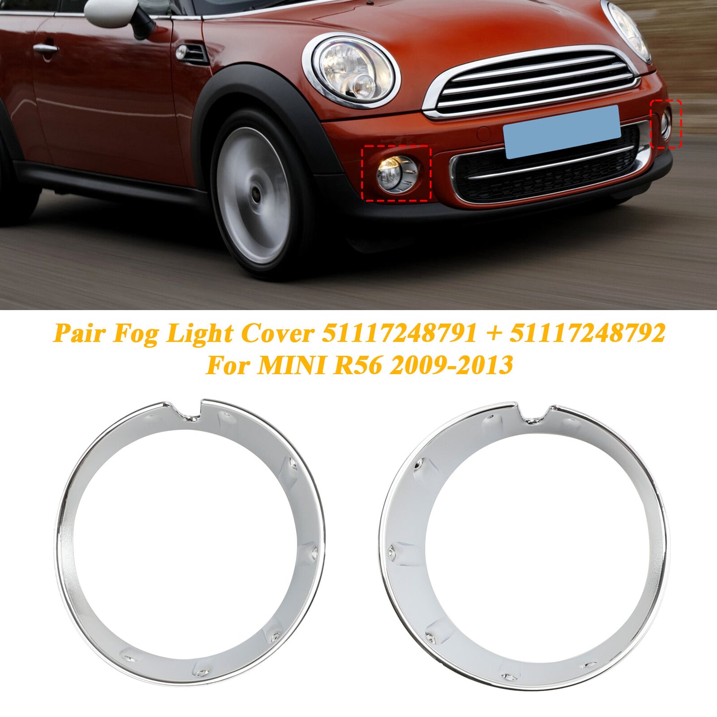 ya 1 8.5.1 Front Bumper Fog Light Lamp Cover Bezel for Mini Cooper R55 R56 R57 R58 R59 U1