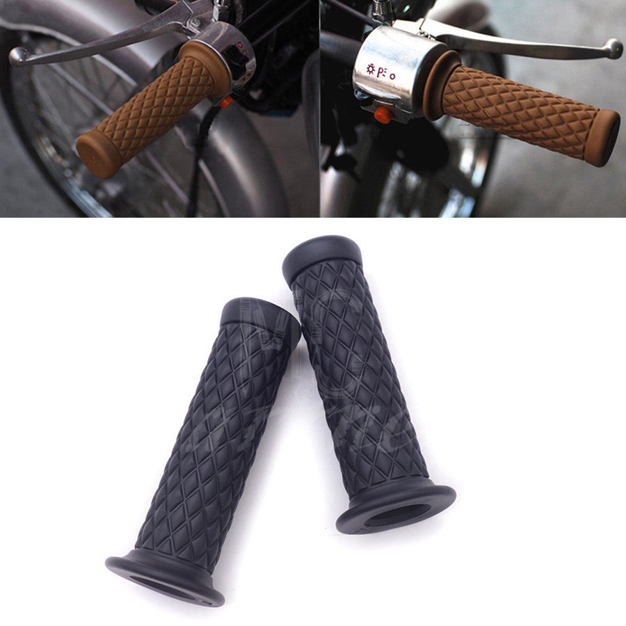 ya 5 8.7 New 7/8 Black Vintage Rubber Handlebar Hand Grip For Bobber Cafe Racer Custom