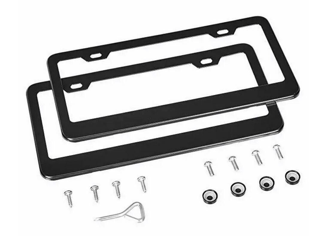 ya 1 8.5.1 1 Piece Car License Plate Frame Cover Hood Cap Rear Boot 4 Holes Black for Chrysler 