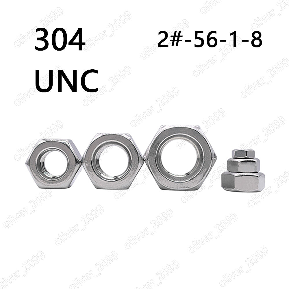 304 Stainless Steel DIN934 Hexagon Nuts Hex Nuts 2# 4# 6# 8# 10# 12# 1/4 3/8 1