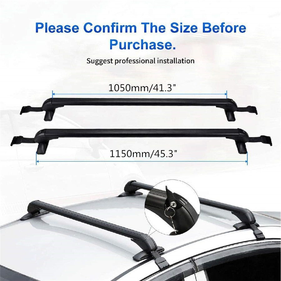 ya 5 8.7 Lockable Car Roof Rack Cross Bar Side Rails Bars Luggage Carrier Kits Universal