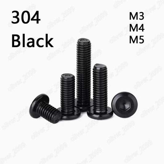 Black 304 Stainless Steel Furniture Connector Bolts Hex Socket Head Screws M3-M5