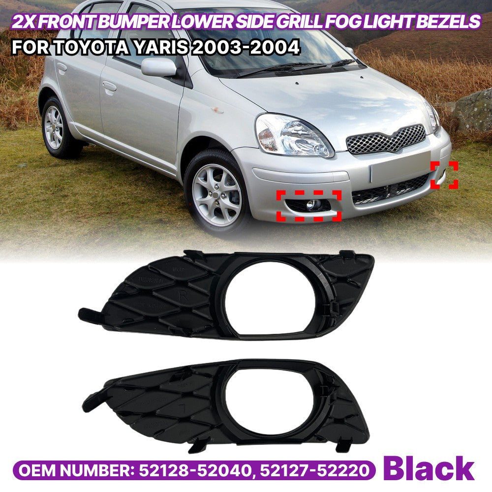 ya 1 7.4 Fog Light Bezels Front Bumper Lower Side Grill Cover for for Toyota Yaris 2003-2004