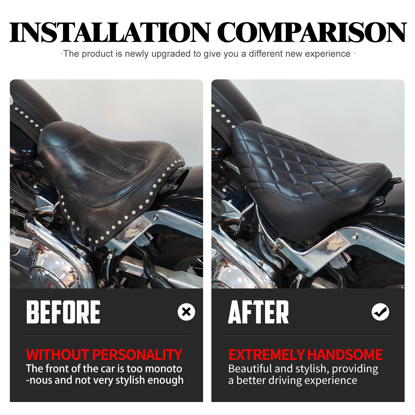 ya 5 8.7 Driver Solo for SEAT Black Stitching for Harley Heritage Softail FLSTC Deluxe 06-17