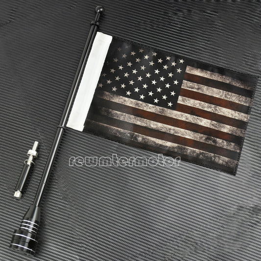 ya 1 7.3 Retro America Flag Rear Side Mount Luggage Rack Black Flag Pole Fit for Harley