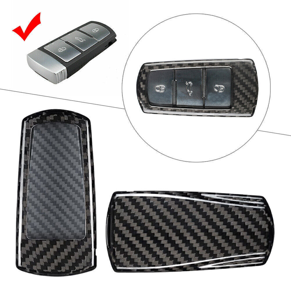 ya 10 5.28 Carbon Fiber Black Keyless Fob for Smart Key Case Cover for 2009-12 for VW CC for Passat B6