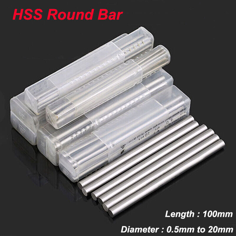 HSS Round Bar Dia 0.5-20mm High Speed Steel Rod 100mm Length Metal Tools HRC 62