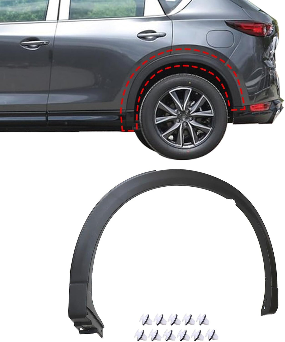 ya 10 10.28 Left Rear Driver Side Fender Opening Molding TK4851W60H for Mazda CX-9 2016