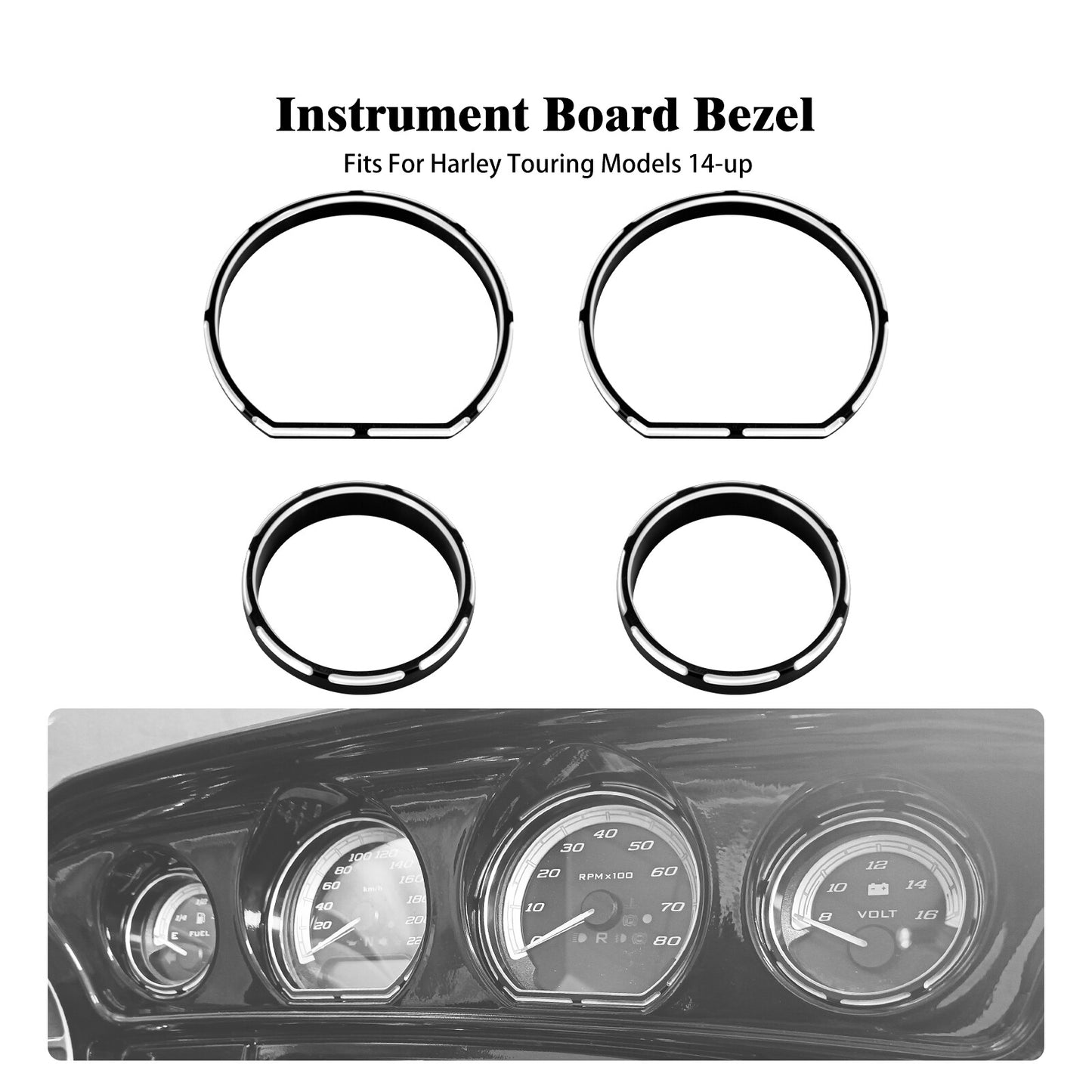 ya 2 6.29 4x CNC Black Burst Instrument Gauge Bezel Board for Harley Electra Glide 2014-23