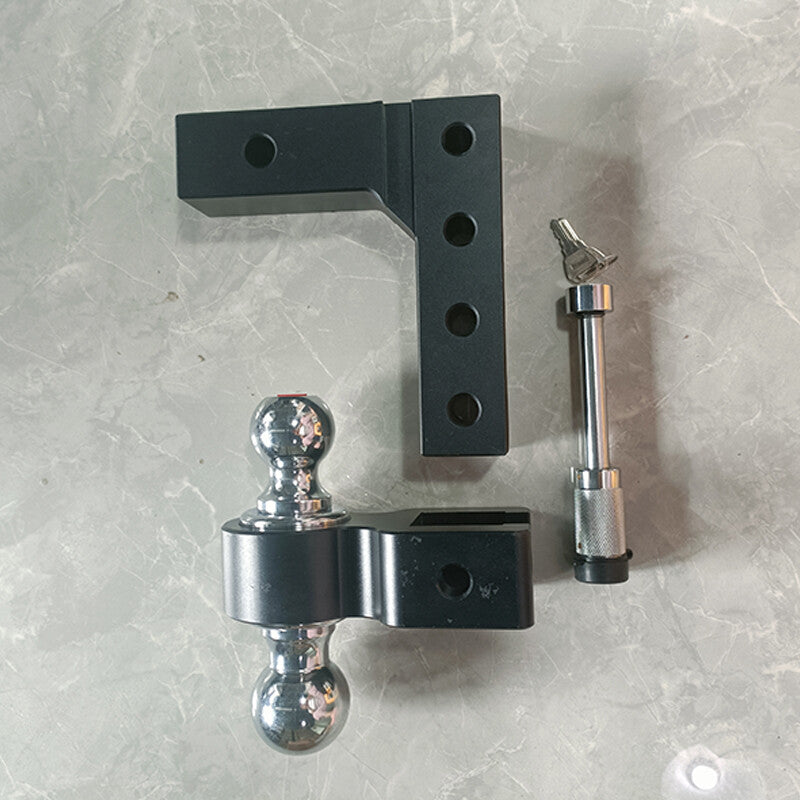 ya 5 8.7 Adjustable trailer hitch double ball mount fits 2-inch receiver 6-inch drop hitch