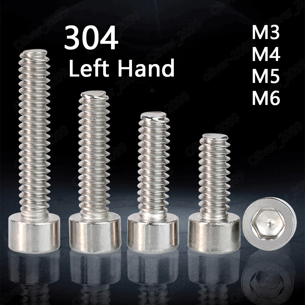 304 Stainless Steel Hex Socket Bolt Cap Head Screws Left Hand Thread M3 M4 M5 M6