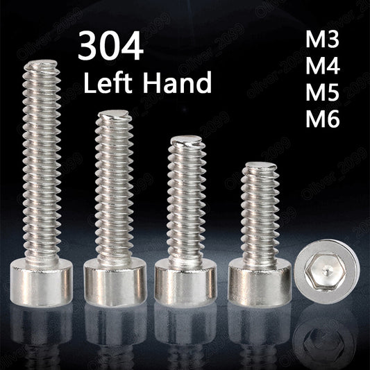 304 Stainless Steel Hex Socket Bolt Cap Head Screws Left Hand Thread M3 M4 M5 M6