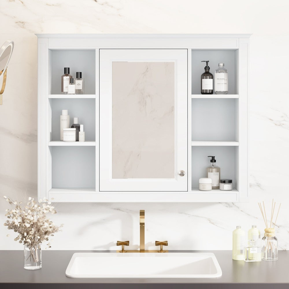 ya 28 35''x27.5'' White Medicine Cabinet - Wall Mounted Modern Bathroom Storage,Mirror