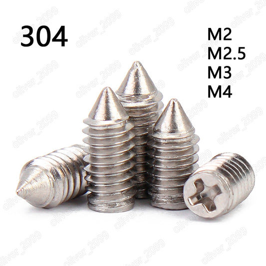 304 Stainless Steel Phillips Set Screws With Cone Point M2 M2.5 M3 M4