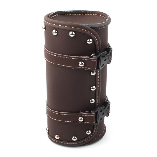 ya 12 5.21 Motorcycle for Mini Retro PU leather Tool Bag Handlebar Sissy Bar Saddlebag Roll Bag