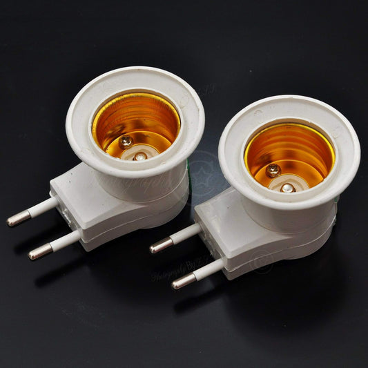ya 14 2x EU E27 Screw Socket Plug With Switch Bulb Bed Lamp Base Holder Plug Adapter