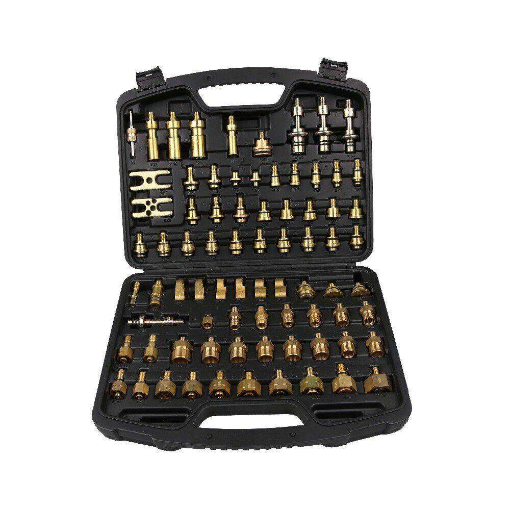 77pcs Pure Copper Leak Test Tool Air Conditioner Asian and European Car Plugging