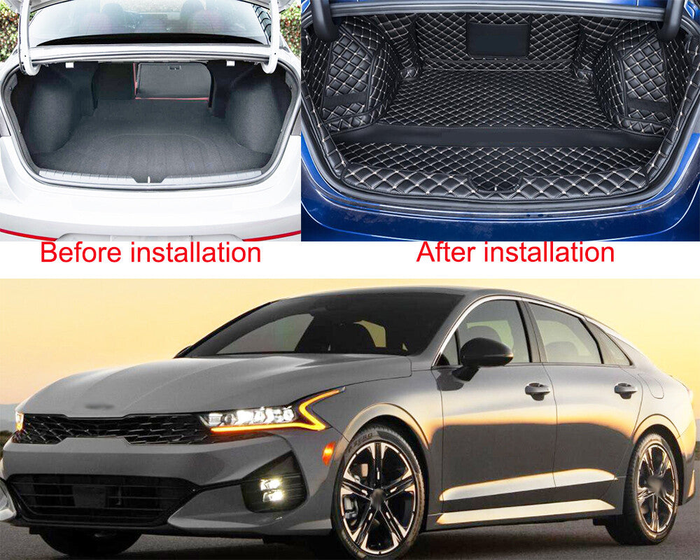ya 7 6.10.3 Car Leather Boot Cargo Liner Tray Rear Trunk Floor Mat for Kia K5 2020-2023
