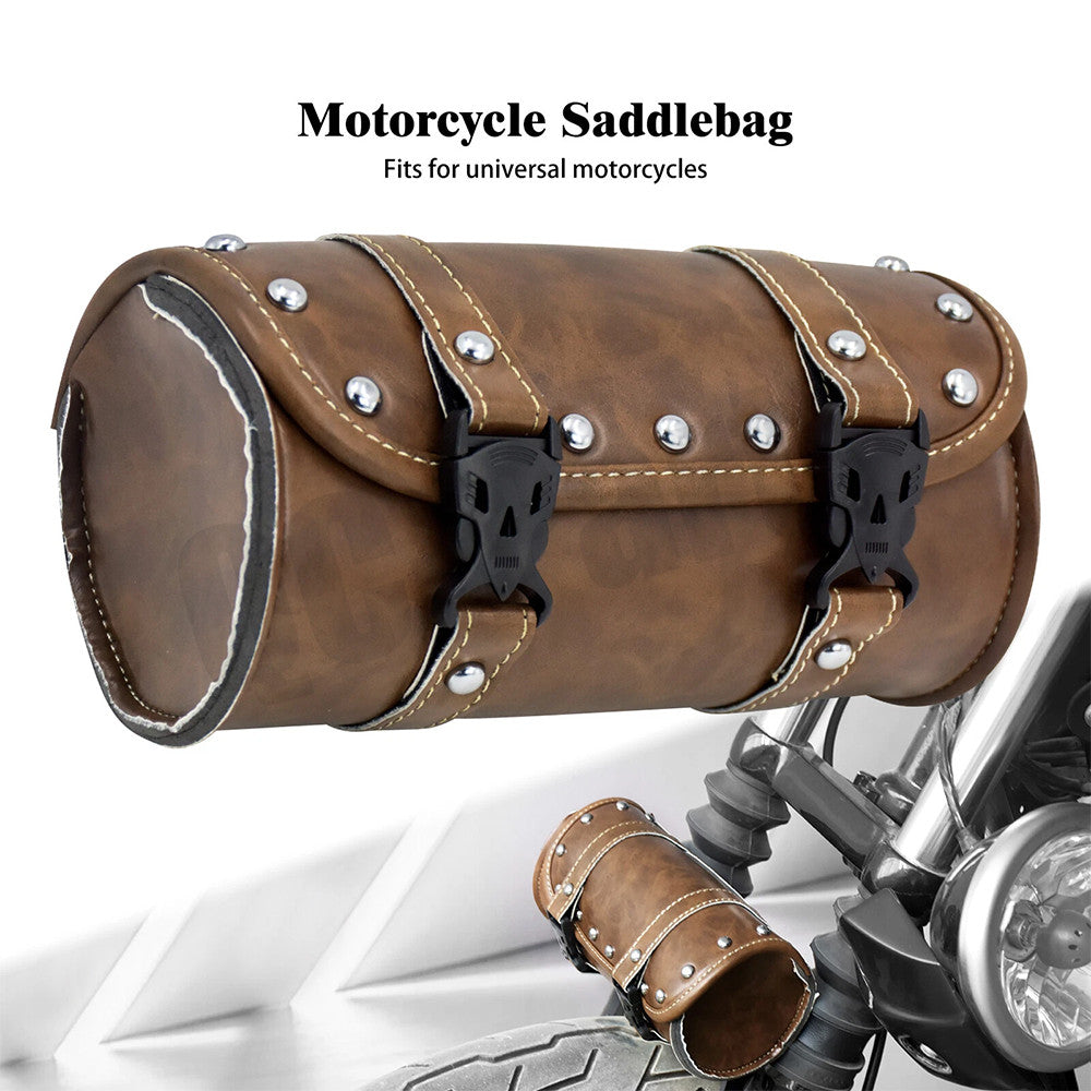 ya 12 5.21 Motorcycle Front Rear Handlebar Sissy Bar Saddlebag Fork Roll Barrel Tool Bag