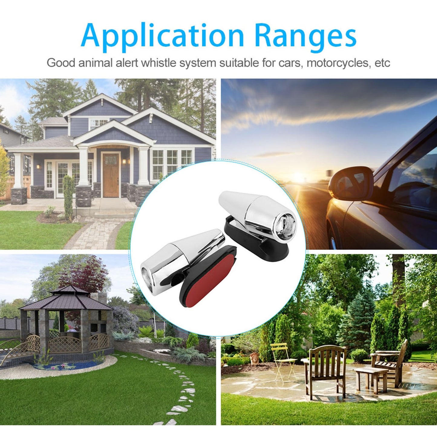 ya 14 (silver)2Pcs Automotive Car Deer S ke Alert Sound Alarm Ultrasonic Wind
