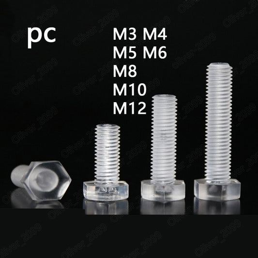 PC Polycarbonate Plastic Hexagon Head Screw Cap Head Bolt M3 M4 M5 M6 M8 M10 M12