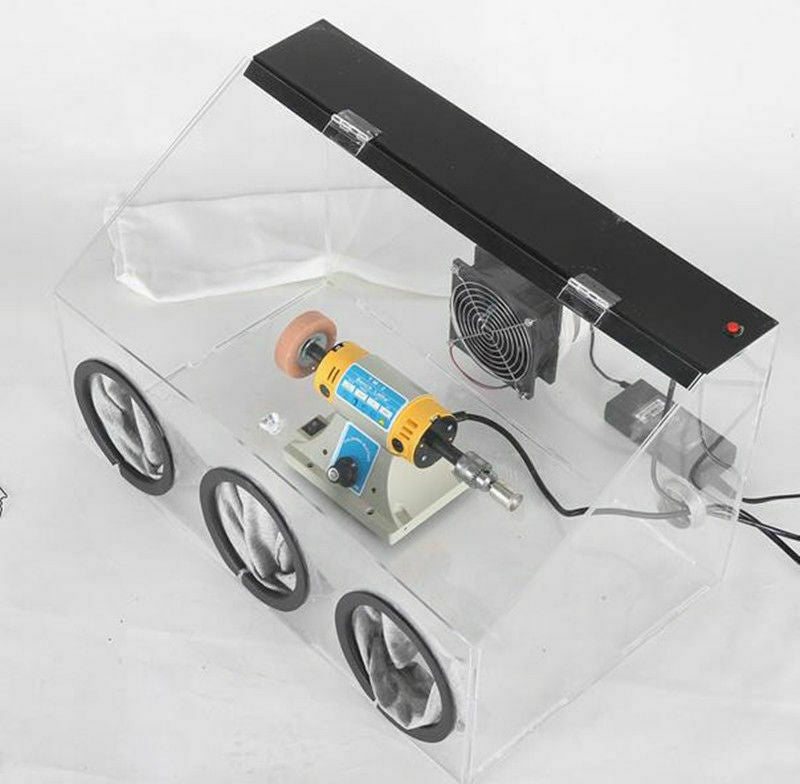 ya 25 New 220V Fully Enclosed Electric Grinding Table Polisher Dust Box Acrylic Cover