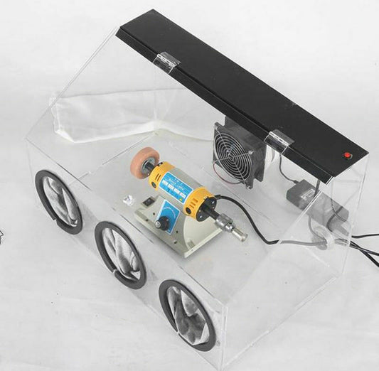 ya 25 New 220V Fully Enclosed Electric Grinding Table Polisher Dust Box Acrylic Cover