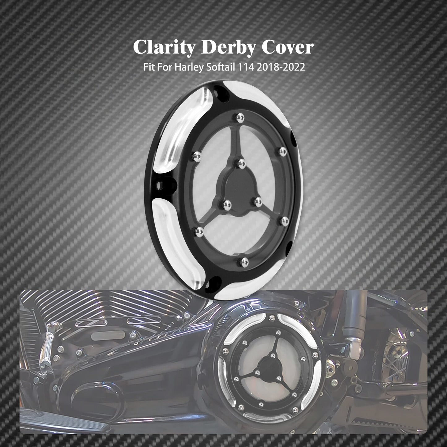 ya 1 7.4 Black Engine Derby Cover Fit for Harley Softail 114 Street Bob Breakout FXLRS
