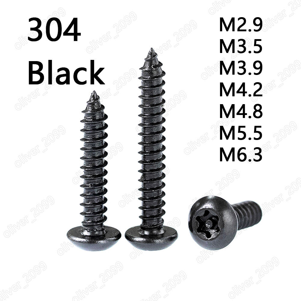 Black 304 Stainless Steel Pin Tamper Torx Button Head Self Tapping Screws