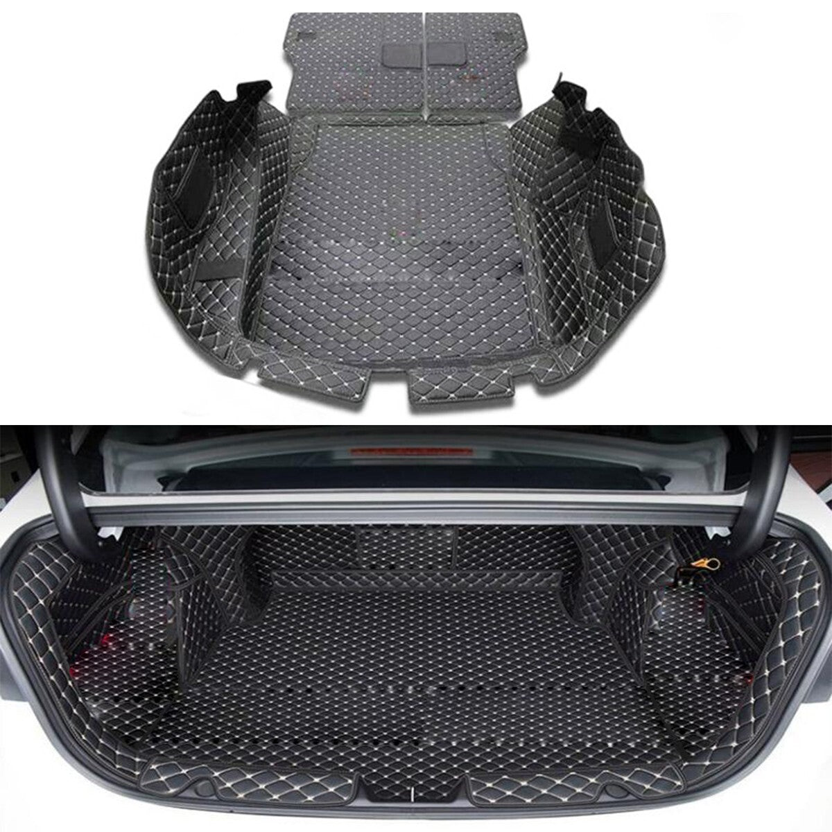 ya 7 6.10.3 Car Leather Boot Cargo Liner Tray Rear Trunk Floor Mat for Hyundai Sonata 2024+