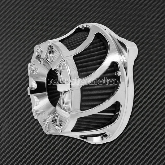 ya 8 5.26 Spiral Chrome Cut Air Cleaner Intake Filter Fit for Harley Touring 2000-07 Dyna