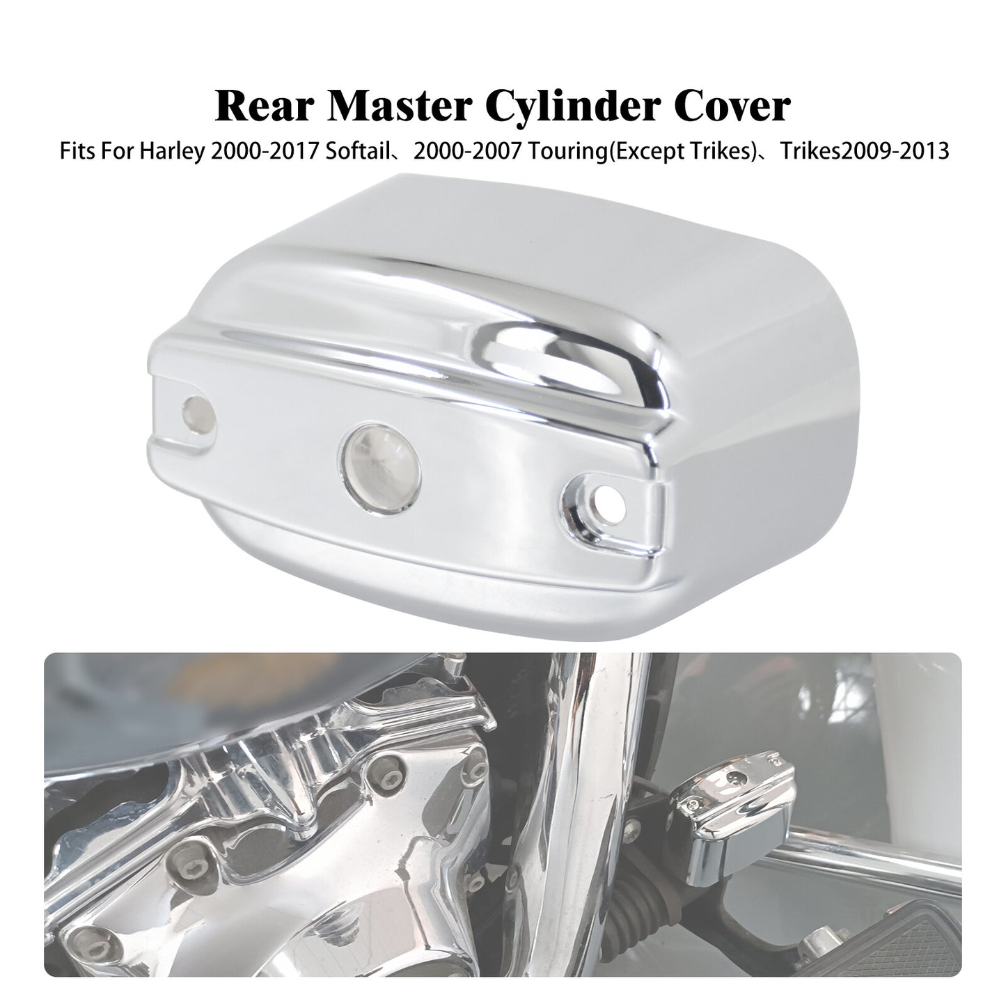 ya 5 8.7 Chrome Rear Brake Master Cylinder Cover for Harley Road Electra Glide 2000-2007