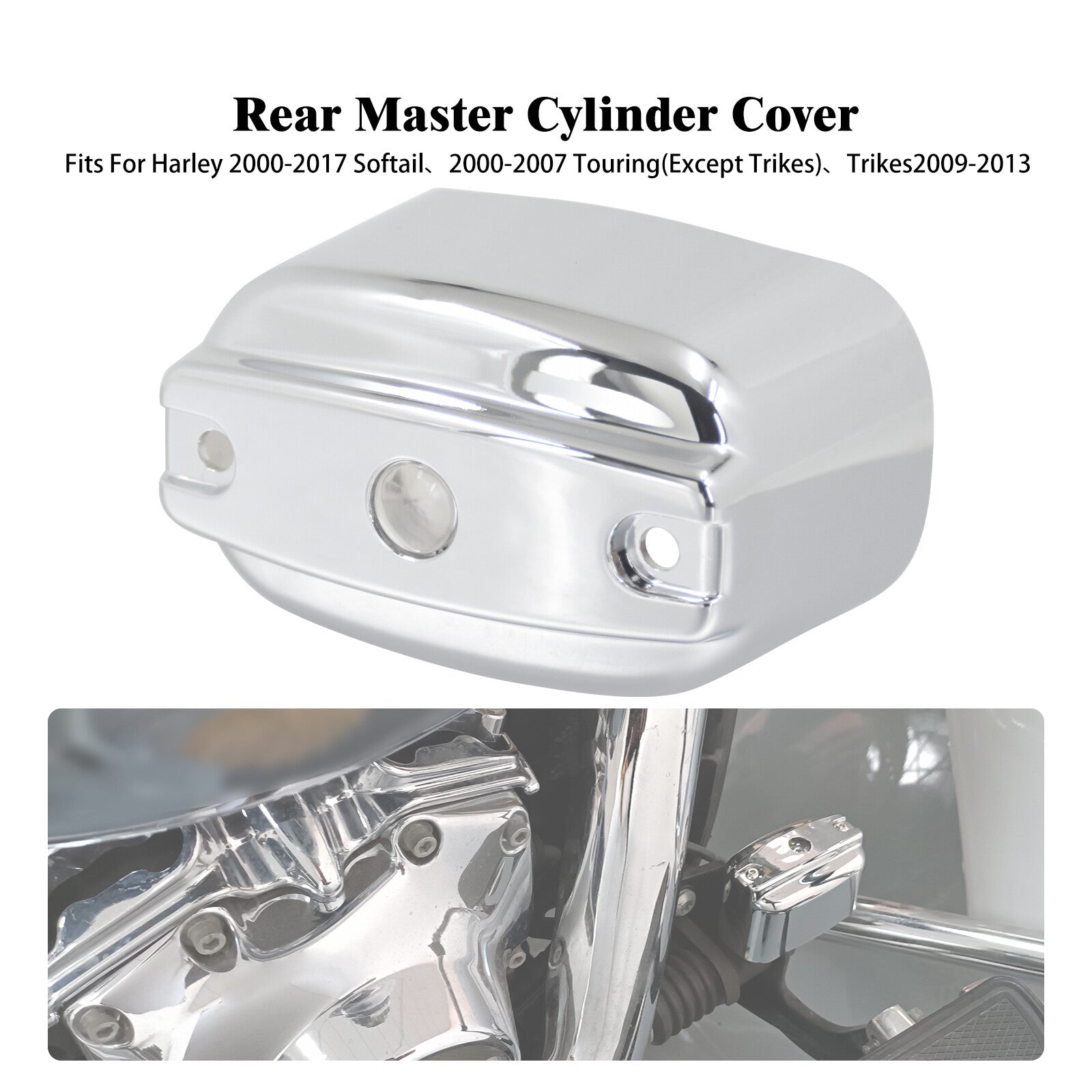 ya 5 8.7 Chrome Rear Brake Master Cylinder Cover for Harley Road Electra Glide 2000-2007