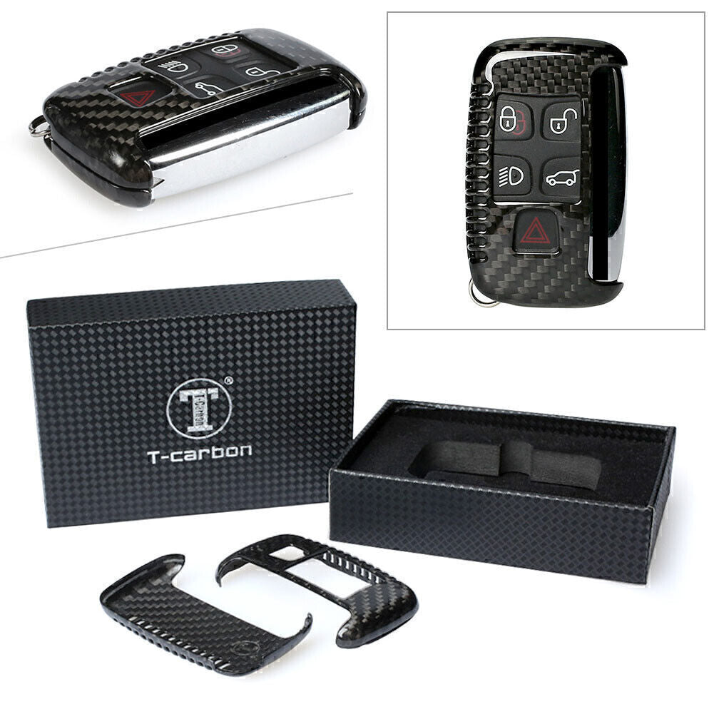 ya 5 6.16 Black Carbon Fiber Car Auto Remote Key Fob Case Fit Land for Range for Rover