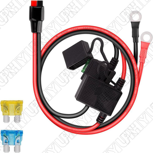 ya 1 7.8 Dual Positive/Negative ATC Style Fuse Holder 10AWG Wire w/2 Fuses for Automotive