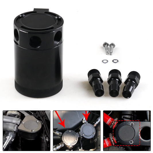 ya 1 8.5.1 Universal 3 Port Oil Tank Reservoir Black 2 Inlet 1 Outlet 