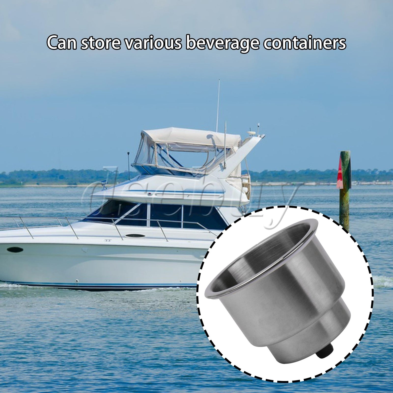 ya 25 2Pieces Stainless Steel Boat Cup Holder with Drain for RV Camper Marine Silver
