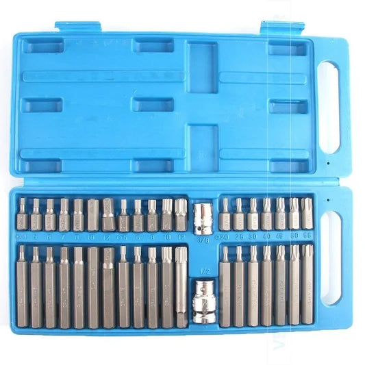 ya 14 40Pcs Impact Socket Set 1/2'' 3/8'' Adaptor Drive Shank Hex Torx XZN Spline Star