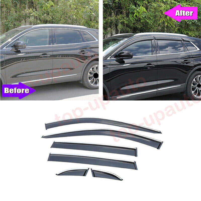 ya 4 6.17 6Pc for for Lincoln Nautilus 2019-23 Window Wind Visor Sun Rain Guard Vent Deflector