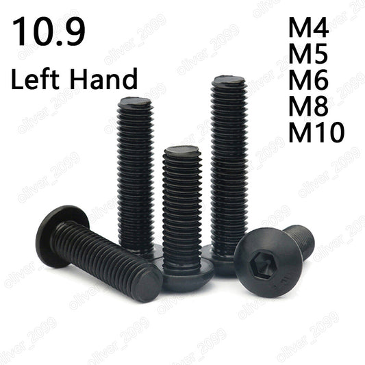 Left Hand Black 10.9 Steel Hex Socket Bolts Button Head Screws M4 M5 M6 M8 M10